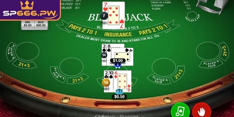 Hành động được chọn trong game Blackjack SP666