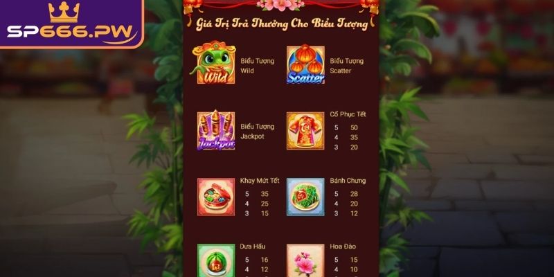 Chợ Tết SP666 – Không Khí Lễ Hội Rộn Ràng Trong Từng Vòng 2 Hệ số nhân từ các biểu tượng truyền thống