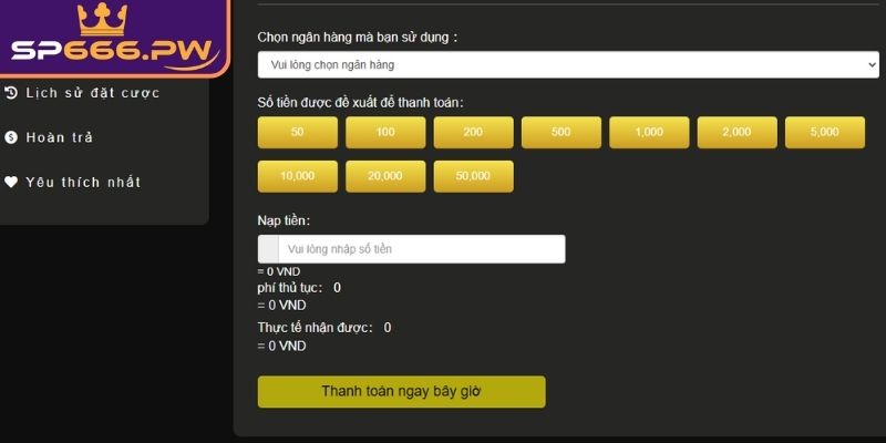 Nạp Tiền SP666, An Toàn Tuyệt Đối Hỗ Trợ 24/7 Mọi Giao Dịch 2 Tuân thủ cược giới hạn tối đa và tối thiểu